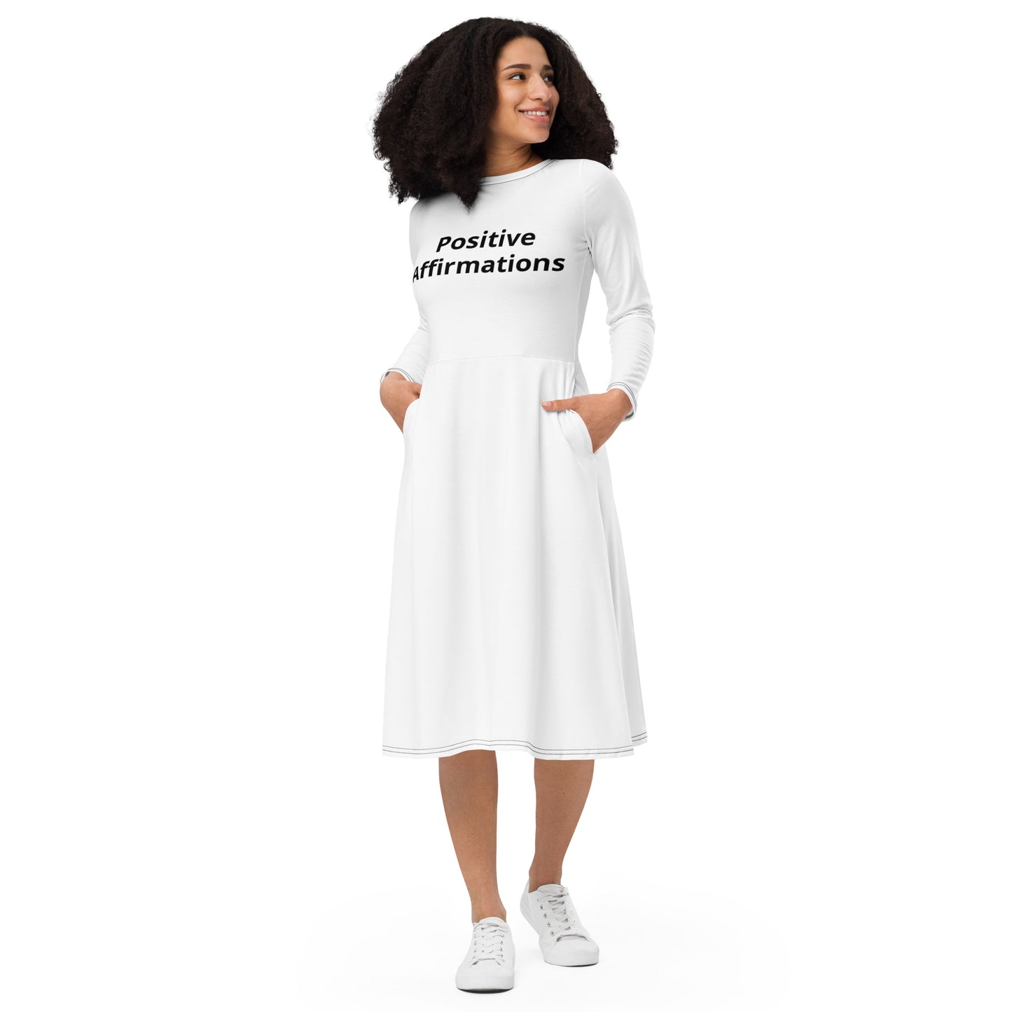 Team Natural Hair 247 Women's sleepwear All-over print long sleeve midi dress